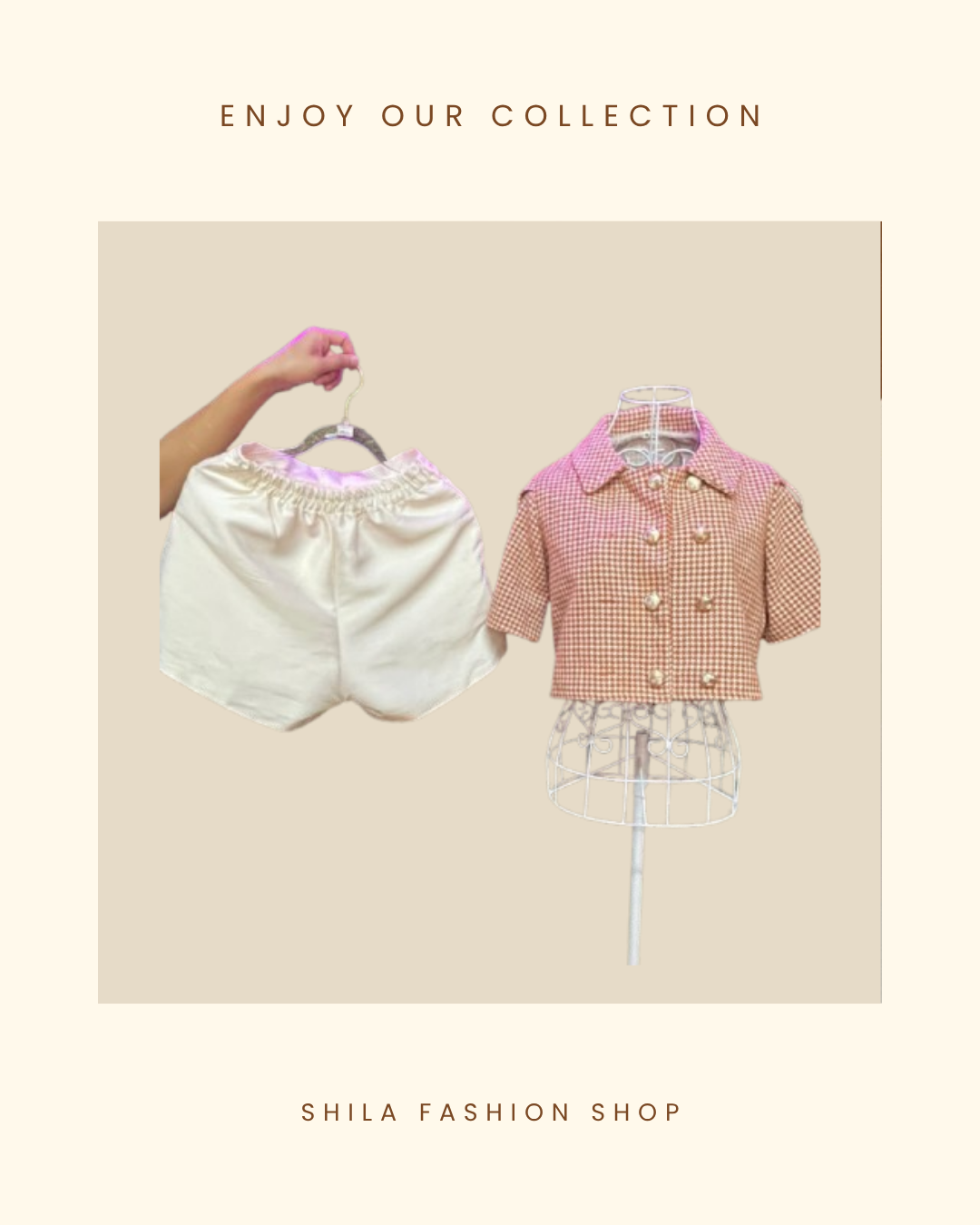 Vintage Houndstooth Cropped Jacket & Shorts Set