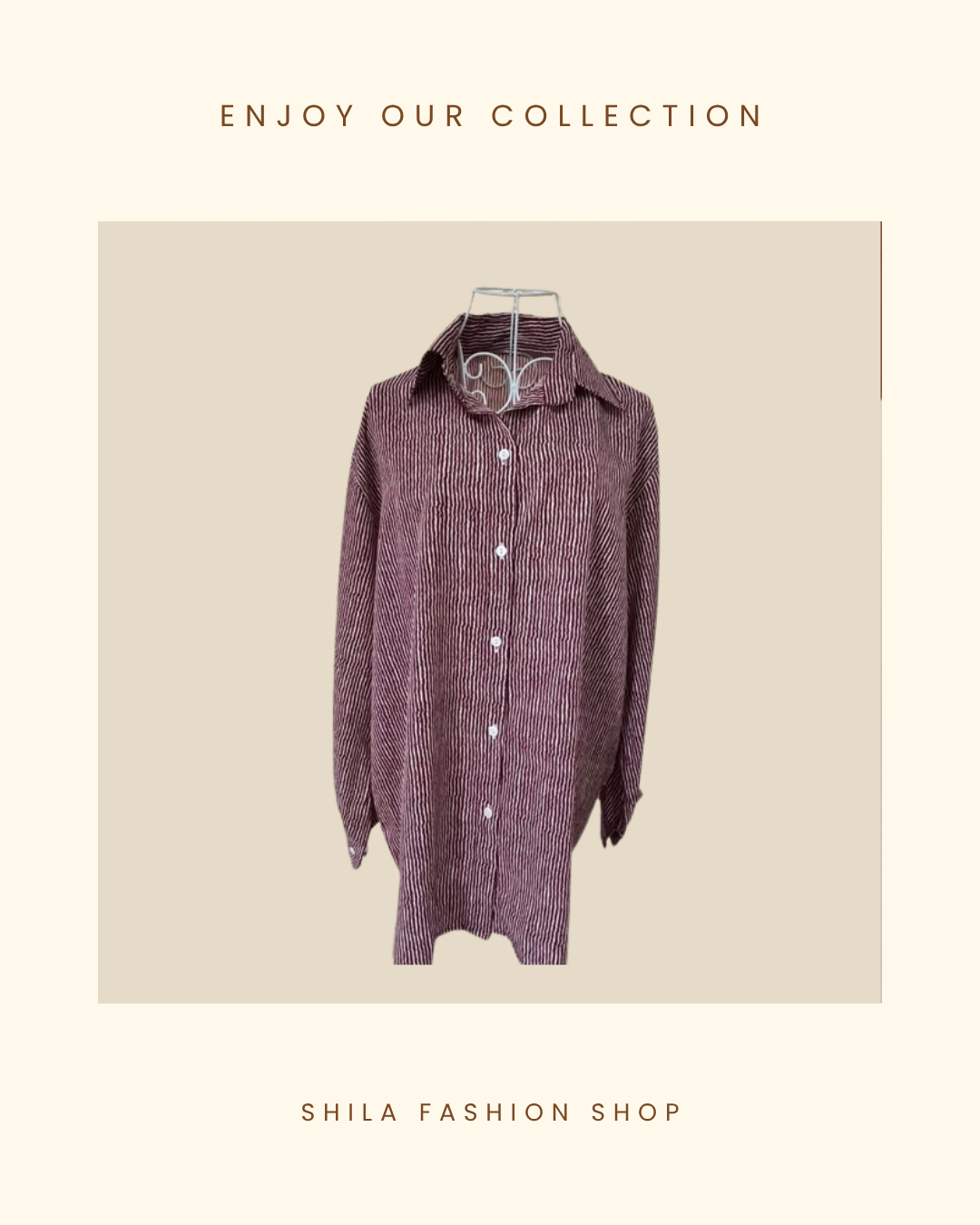 Maroon Vertical Striped Shirt